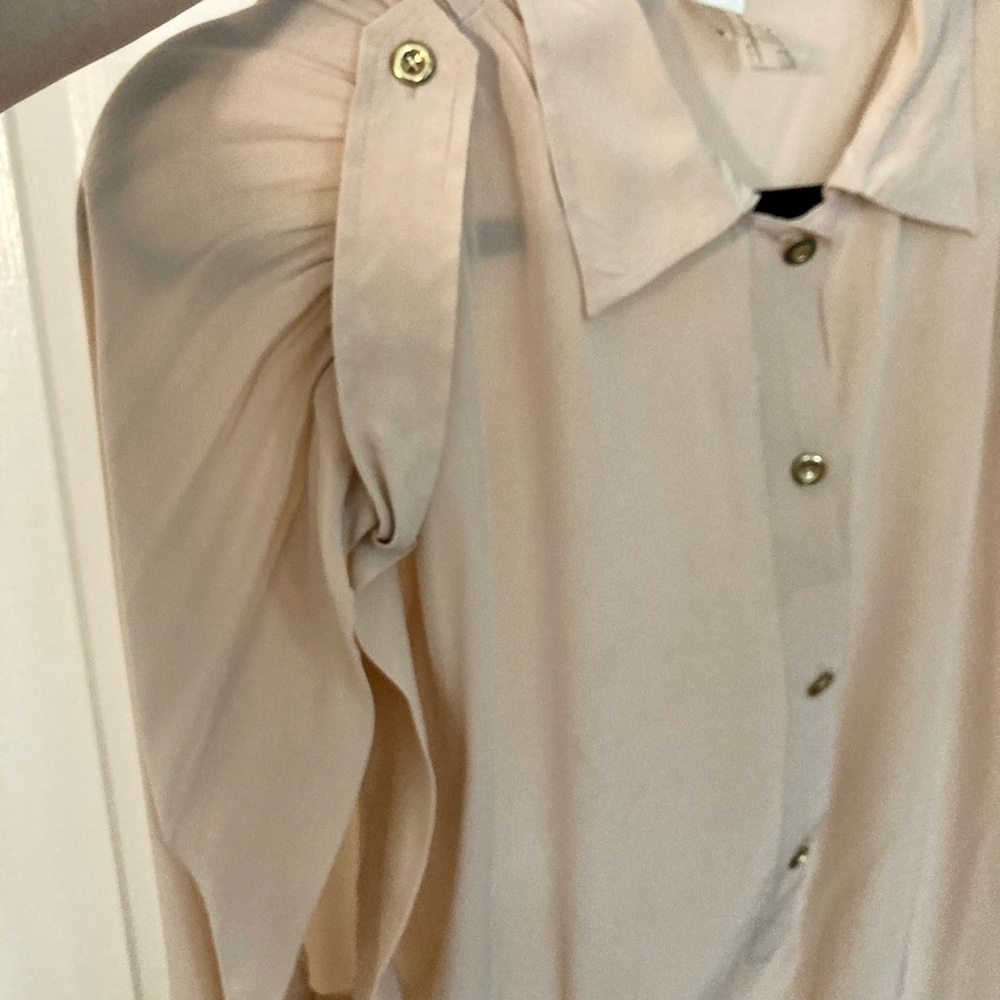 Ali Ro Blush Belted Silk Shirtdress